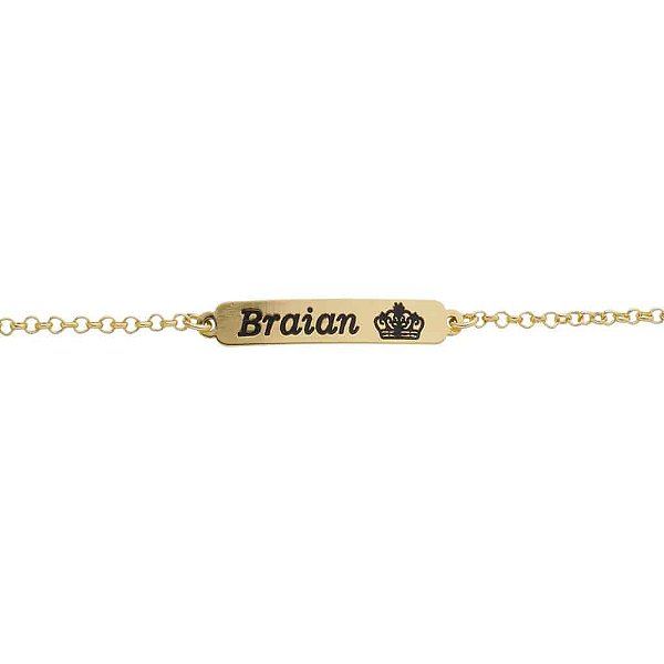 Pulseira Infantil Coroa com Nome Personalizado • Banhado a Ouro ou Prata