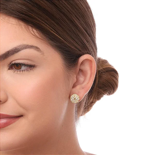 Brinco Espírito Santo Cravejado • Banhado a Ouro 18k