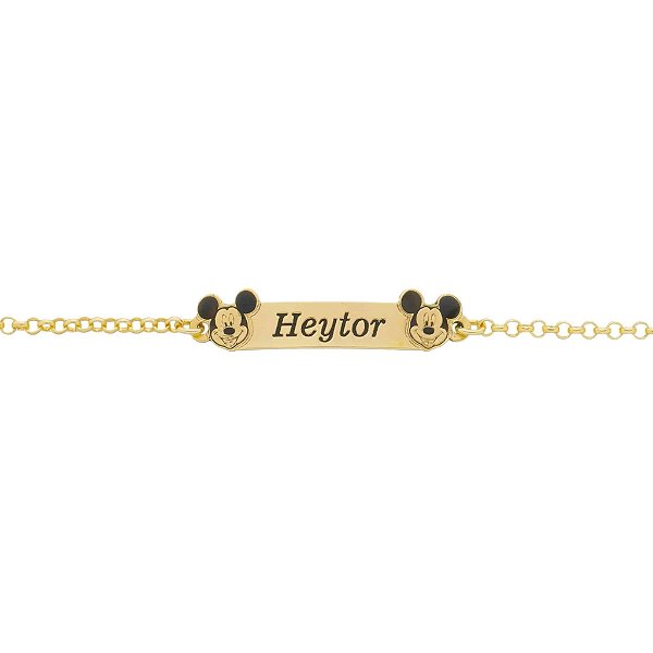 Pulseira Infantil Mickey com Nome Personalizado • Banhado a Ouro ou Prata
