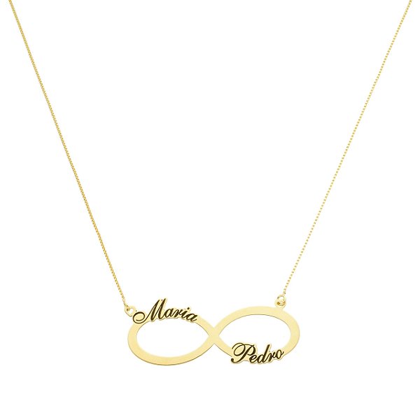 Colar Infinito Personalizados com Nomes – Banho Dourado ou Prata