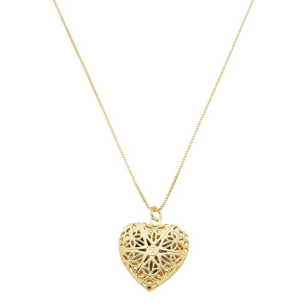 Colar Relicário Coração Personalizado – Banhado| Porta Foto
