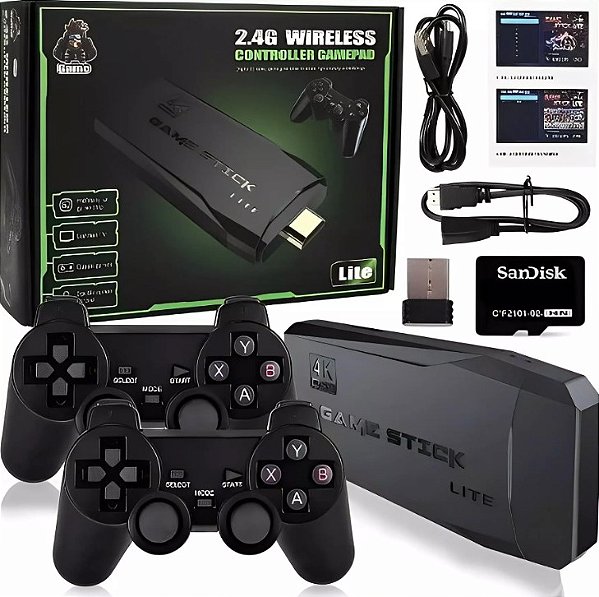 Game Stick Lite 4k, Retrô, 2 controles sem fio e mais de 20.000 Jogos.