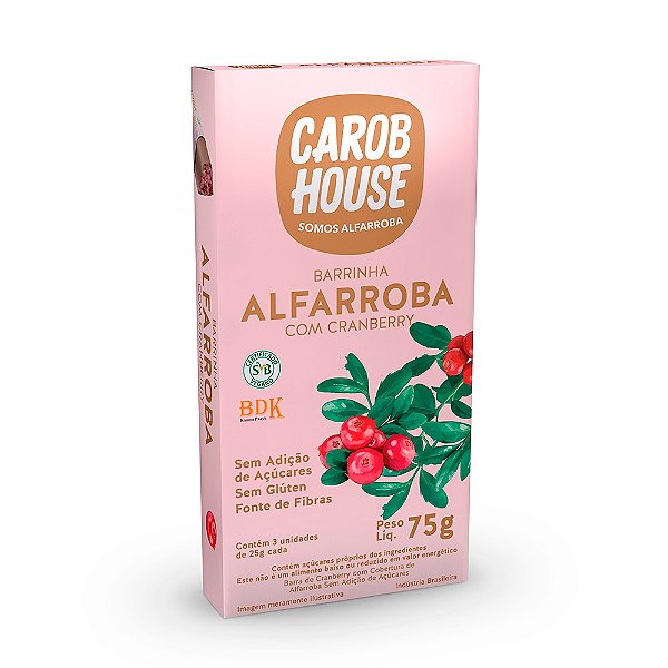 ALFARROBA COM CRANBERRY 75G - PACK C/3 UNIDADES