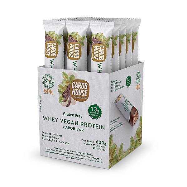 WHEY VEGAN PROTEIN CAROB BAR 40G - DISPLAY C/15 UNIDADES