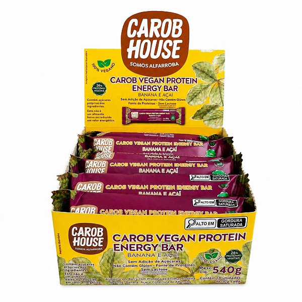 CAROB VEGAN PROTEIN ENERGY BAR BANANA E AÇAÍ - DISPLAY