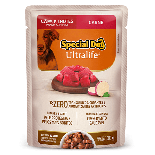 Ração Úmida Sachê Special Dog Ultralife - Cães Cachorros Filhotes - Sabor Carne com Batata Doce - 100g