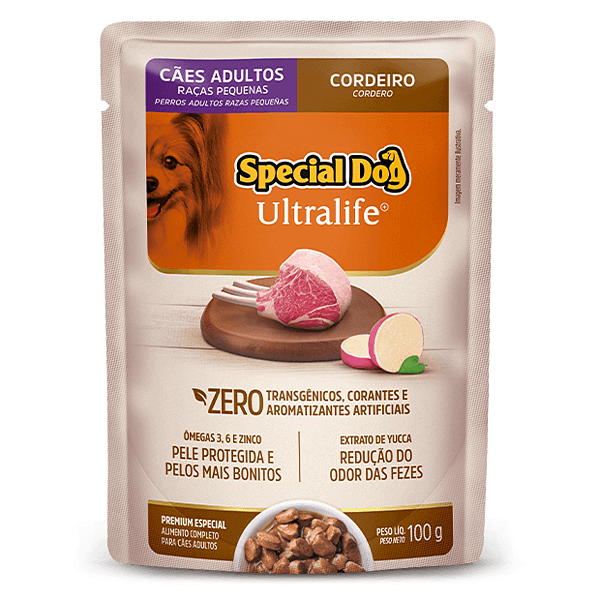 Ração Úmida Sachê Special Dog Ultralife - Cães Adultos Raças Pequenas - Sabor Cordeiro com Batata Doce - 100g