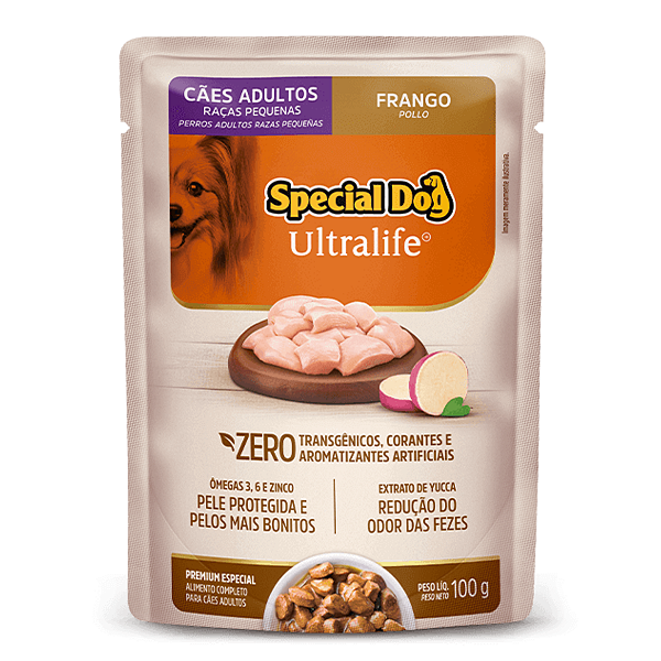 Ração Úmida Sachê Special Dog Ultralife - Cães Adultos Raças Pequenas - Sabor Frango com Batata Doce - 100g