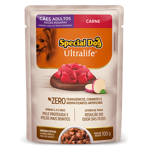 Ração Úmida Sachê Special Dog Ultralife - Cães Adultos Raças Pequenas - Sabor Carne com Batata Doce - 100g