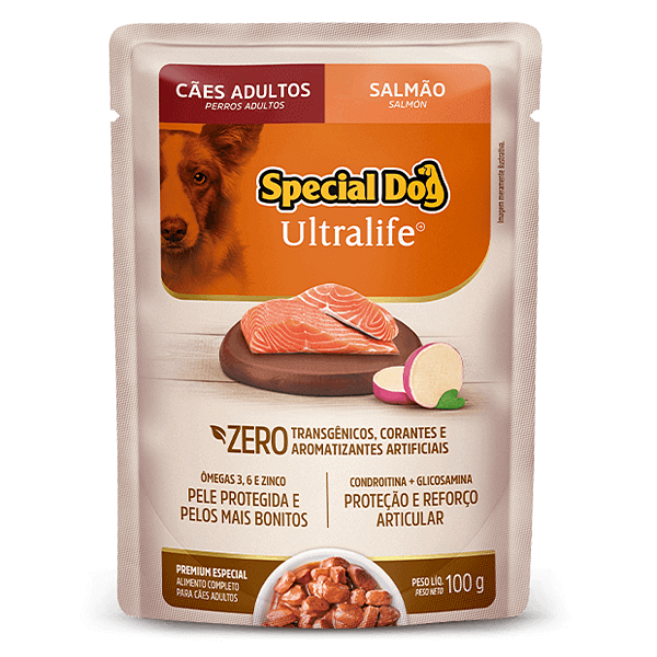 Ração Úmida Sachê Special Dog Ultralife - Cães Adultos - Sabor Salmão com Batata Doce - 100g