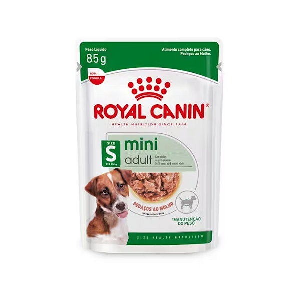 Sachê Royal Canin Mini Adult - Ração Úmida 85 g - Cães de Porte Pequeno (até 10 kg) - De 10 meses a 8 anos