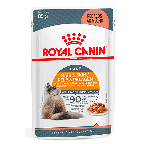 Sachê Royal Canin Pele e Pelagem - Ração Úmida 85 g - Gatos Adultos para Cuidados com a Pele e Pelos