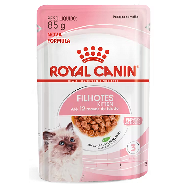 Sachê Royal Canin Filhotes Kitten - Ração Úmida 85 g - Filhotes 2 a 12 Meses