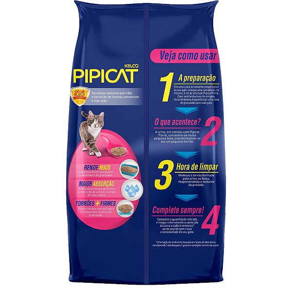 Pipicat Floral 12 KG - Granulado Sanitário Para Gatos - Grãos Extra Finos - Fragrância Suave