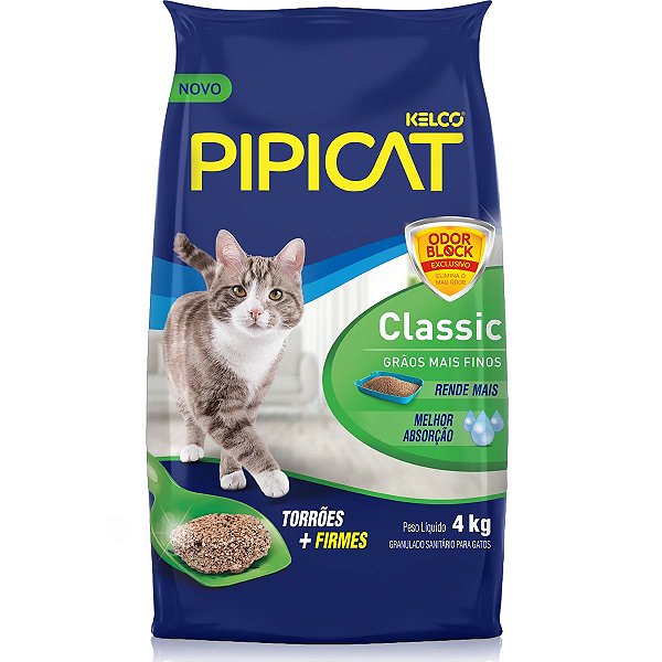 Pipicat Classic 4 KG - Granulado Sanitário Para Gatos - Grãos Mais Finos