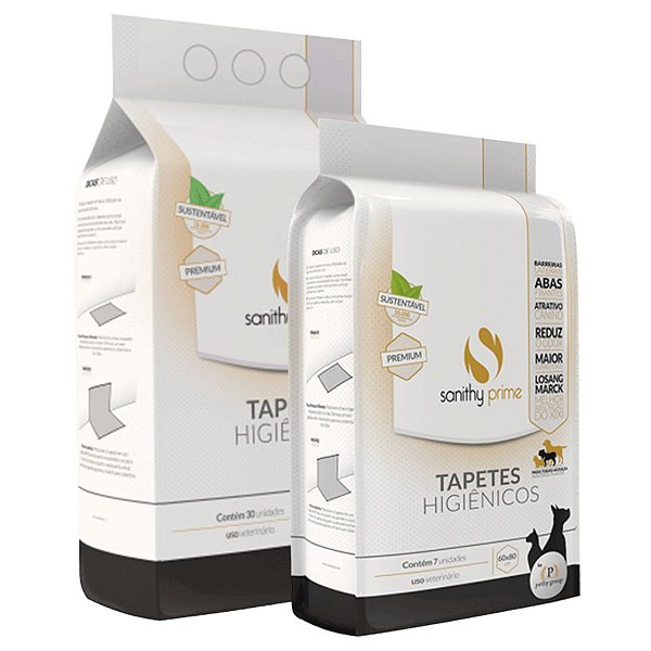 Tapete Higiênico 80cm X 60cm Sanithy Prime - Super Premium - 30 Unidades - Cachorro