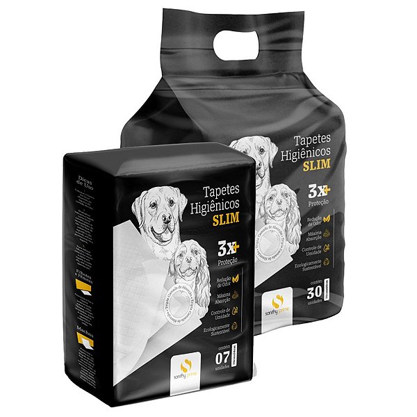 Tapete Higiênico Slim 70cm X 60cm Sanithy Prime - 30 Unidades - Cachorro - Ultra Absorvente