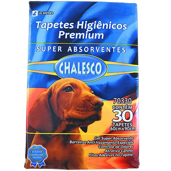 Tapete Higiênico Premium Chalesco 60cm x 90 cm - Super Absorvente - 30 Unidades