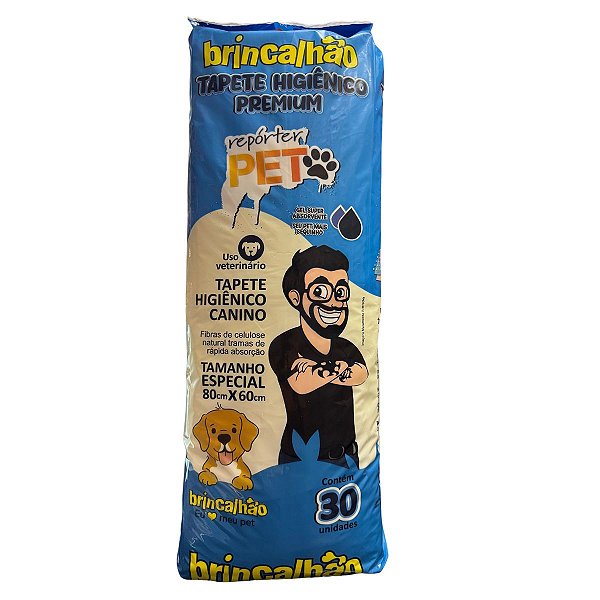 Tapete Higiênico Premium 80cm X 60cm Brincalhão - 30 Unidades - Rápida Absorção, Hipoalergênico, Antivazamentos