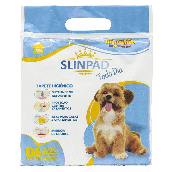 Tapete Higiênico SlinPad Todo Dia 40cm X 60cm Brincalhão - 6 Unidades - Absorvente, Contra Vazamentos, Inibidor de Odores