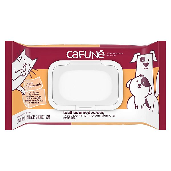 Toalhas Umidecidos para Pet - 50 Unidades - Lenços de Limpeza - Cachorro, Gato, Pet, Animais - 20cm X 15cm - Cafuné