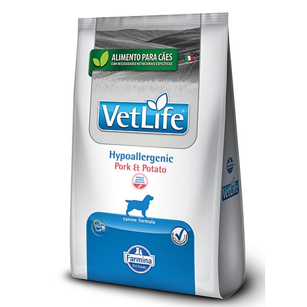 Ração Farmina Vet Life Canine Hypoallergenic Pork E Potato 2KG - Cães Adultos Com Alergias Ou Intolerância Alimentar