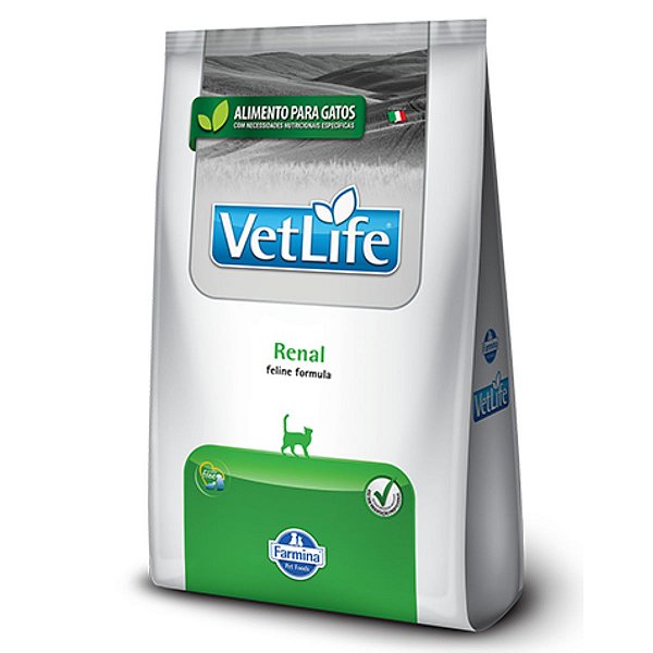 Ração Farmina Vet Life Feline Renal 2KG -Gatos Adultos Com Doença Renal Crônica, Aguda, Insuficiência Cardíaca Congestiva