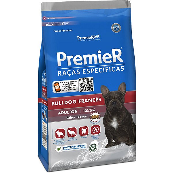 Ração Premier Super Premium Raças Específicas Bulldog Francês Cães Adultos 2,5 Kg - Sabor Frango