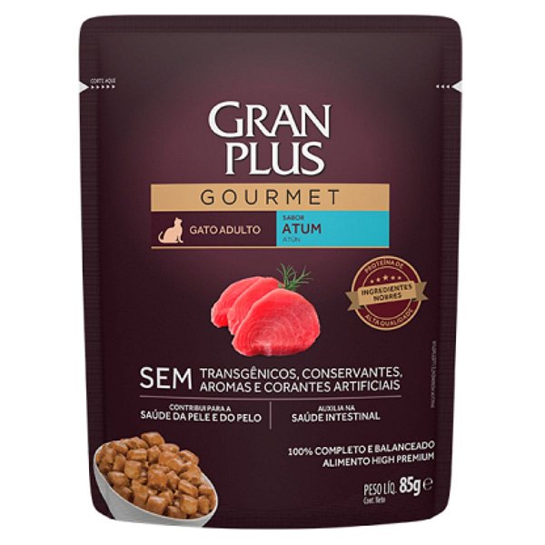 Sachê GranPlus Gourmet Gato Adulto Sabor Atum 85g - Ração Úmida
