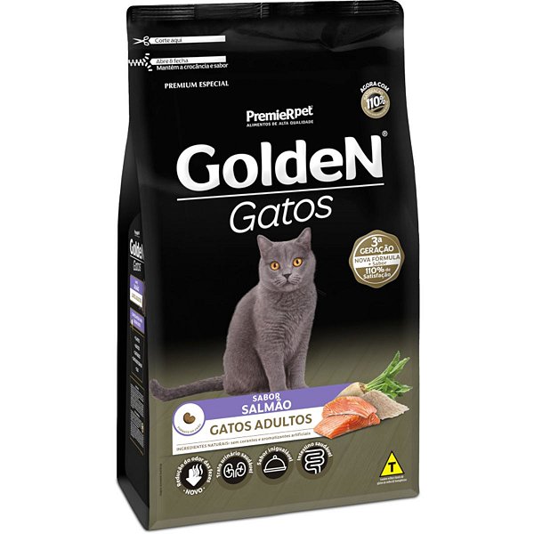 Ração Golden Gatos - Gatos Adultos Sabor Salmão 10,1Kg