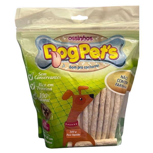 Ossinhos Dog Pet's Porte Pequeno Palito 10 cm Sabor Natural 500g  - Osso para Cachorro - Petisco Recompensa Mastigável