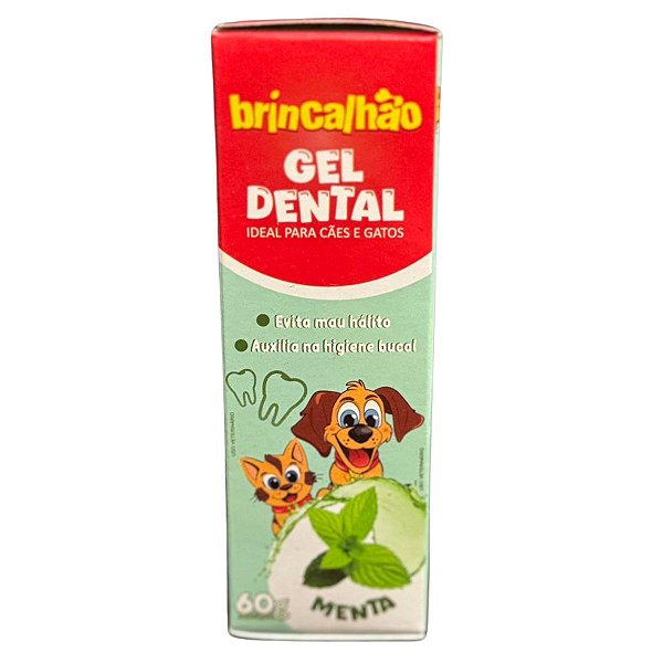 Gel Dental Brincalhão Para Cães e Gatos Sabor Menta 60g - Pasta de Dente Cachorro Gato