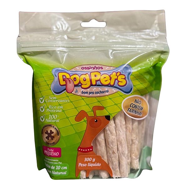 Ossinhos Dog Pet's Porte Pequeno Palito 10 cm Sabor Natural 300g  - Osso para Cachorro - Petisco Recompensa Mastigável