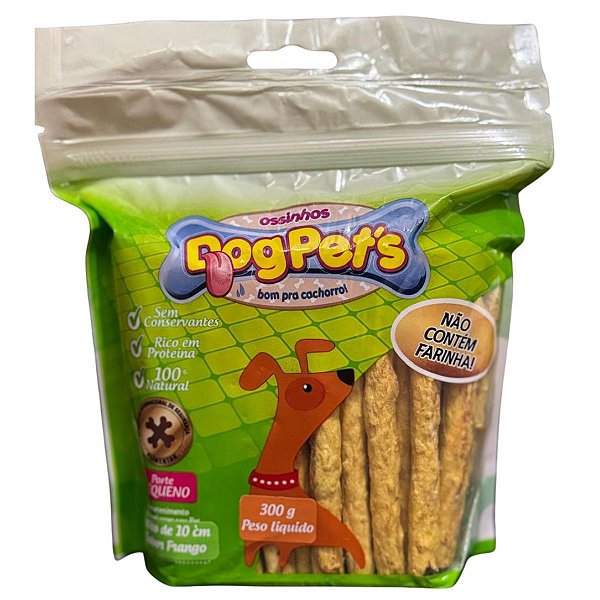 Ossinhos Dog Pet's Porte Pequeno Palito 10 cm Sabor Frango 300g  - Osso para Cachorro - Petisco Recompensa Mastigável