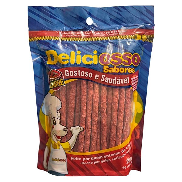 Petisco Deliciosso Sabores Carne 46 unidades 200g - Osso Palito Fino Mastigável Para Cachorros