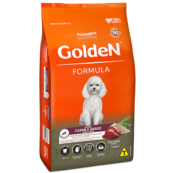 Ração Golden Formula - Cães Adultos de Porte Pequeno - Sabor Carne e Arroz - Premier Pet