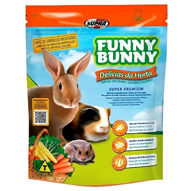 Ração Funny Bunny Alimento Coelhos Hamster Porquinhos da Índia Pequenos Roedores