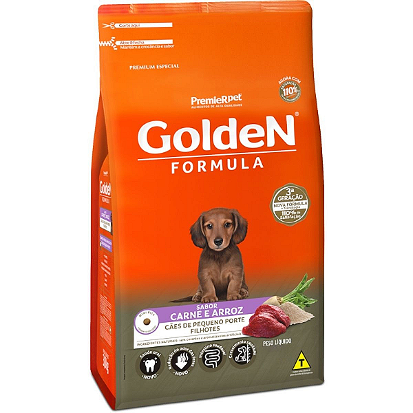 Ração Golden Formula - Cães Filhotes de Porte Pequeno Sabor Carne e Arroz - Premier Pet