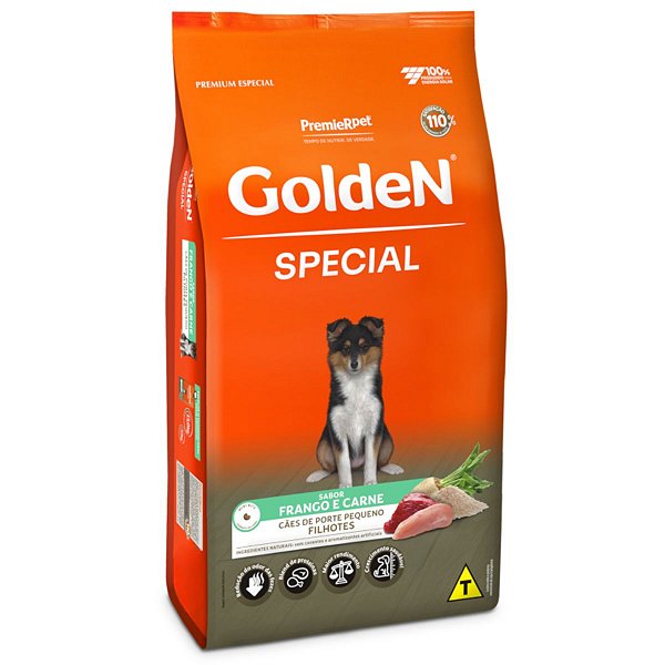 Ração Golden Special Cães Filhotes De Porte Pequeno Sabor Frango e Carne - Premier Pet