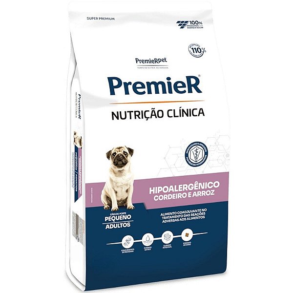 Ração Premier Nutrição Clínica Hipoalergênico Cães Adultos Porte Pequeno - Cordeiro e Arroz - Super Premium