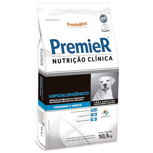 Ração Premier Nutrição Clínica Hipoalergênico - Cães Adultos Porte Médio e Grande - Cordeiro e Arroz