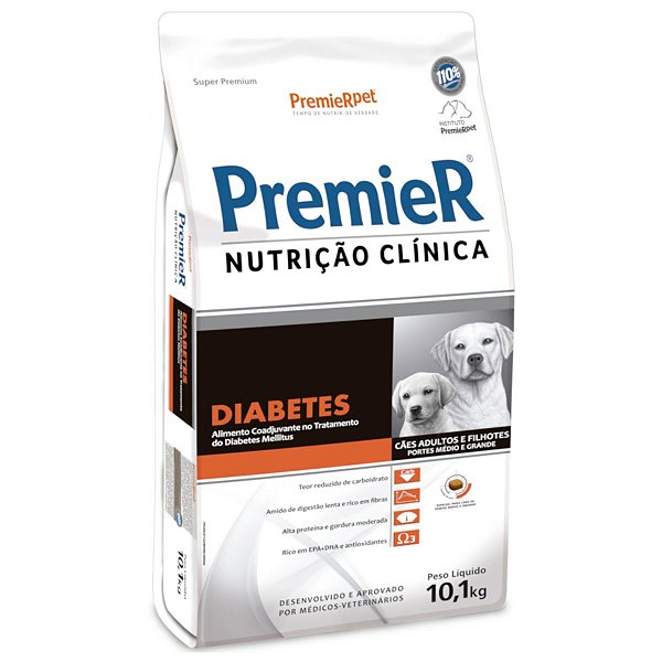Ração Premier Nutrição Clínica Diabetes - Cães Adultos e Filhotes Porte Médio e Grande