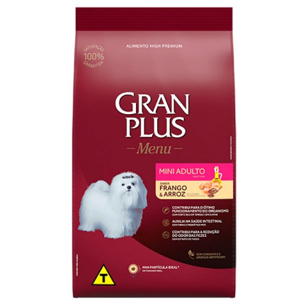 Ração GranPlus Menu Mini Adulto Sabor Frango e Arroz - Cães Porte Mini e Pequeno