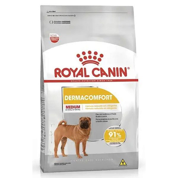 Ração Royal Canin DermaComfort Medium 10,1 KG - Cães Adultos e Maduros Porte Médio - Coceiras, Irritação de Pele