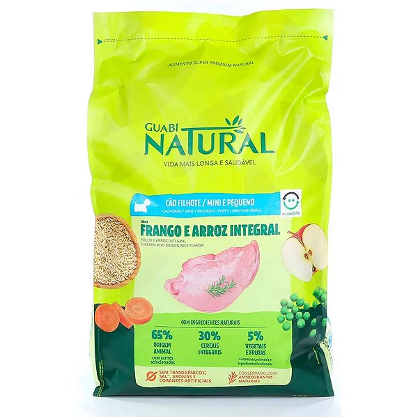 Ração Guabi Natural Cão Filhote Porte Mini e Pequeno Sabor Frango e Arroz Integral