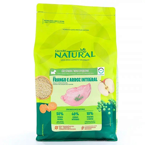 Ração Guabi Natural Cão Sênior Porte Mini e Pequeno Sabor Frango e Arroz Integral