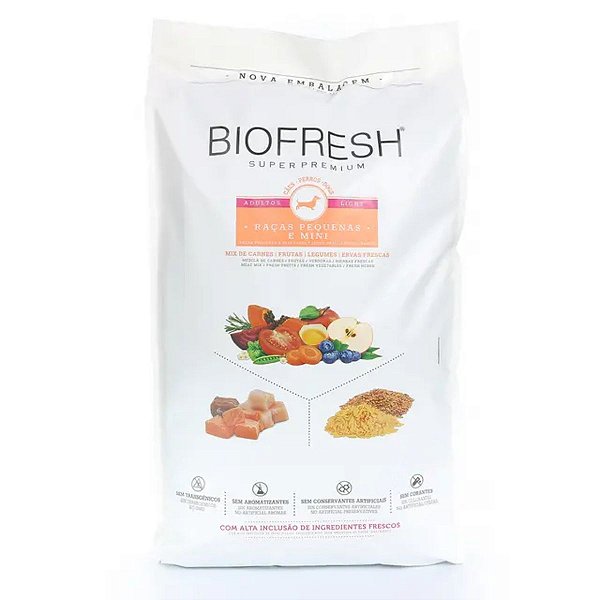 Ração Biofresh Super Premium Light Cães Adultos Raças Pequenas e Mini - Mix de Carnes, Frutas, Legumes e Ervas Frescas