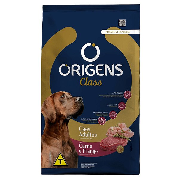 Ração Origens Class Cães Adultos Sabor Carne e Frango 15 Kg - Premium Especial