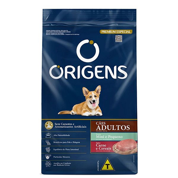 Ração Origens Class Cães Adultos Porte Mini e Pequeno Sabor Carne e Cereais 10,1 Kg - Premium Especial