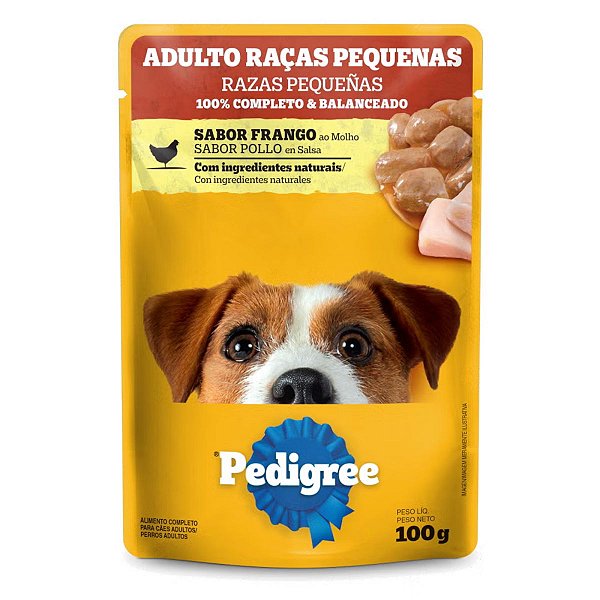 Sachê Pedigree Adulto Raças Pequenas Sabor Frango ao Molho 100g - Cães Adultos